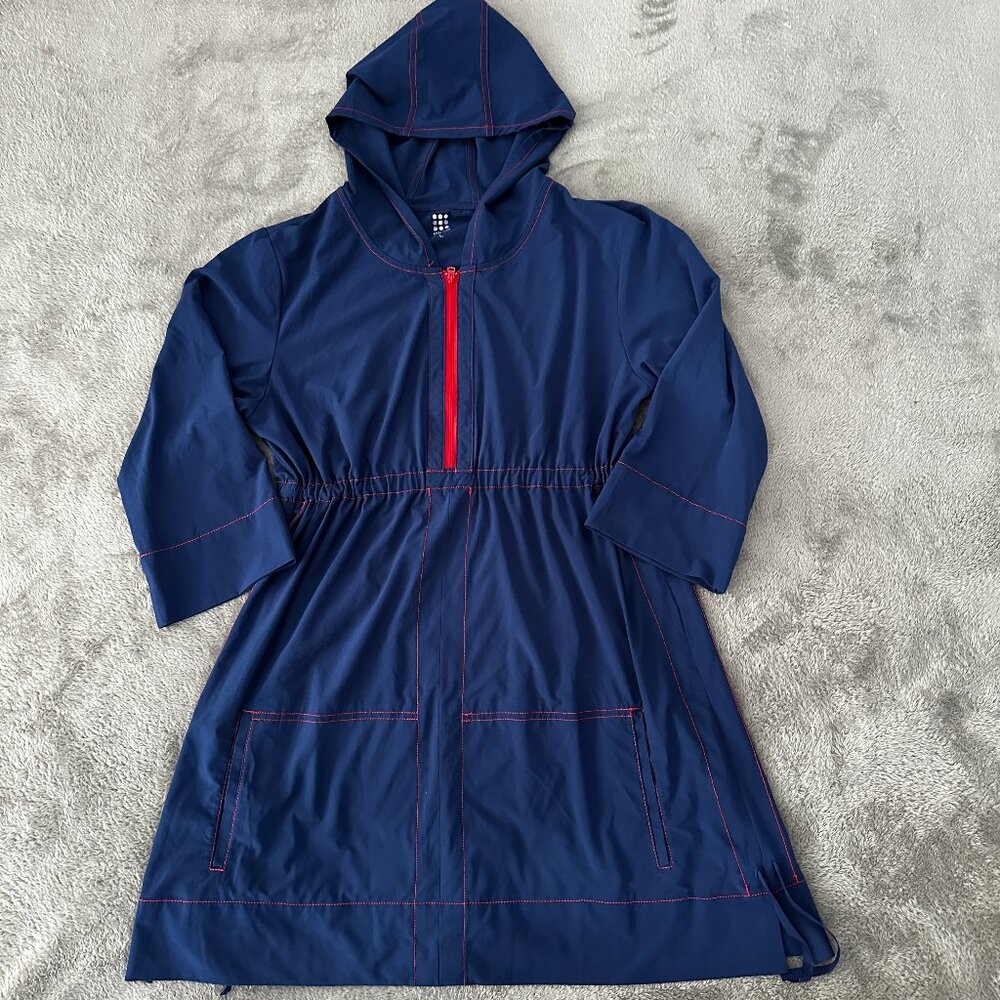 Title Nine Navy Blue Hooded Swelter Shelter Dress LARGE